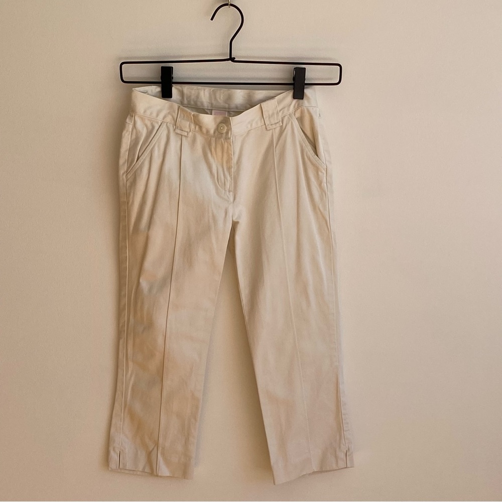 Janie & Jack White Cropped Pleated Girls Pants